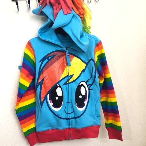 MY LITTLE PONY Girls Hooded Full Zip Hoodie Sweatshirt Wings Decorated NWT - Picture 4 of 13